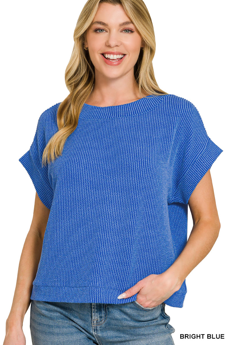 Raised rib cap sleeve top