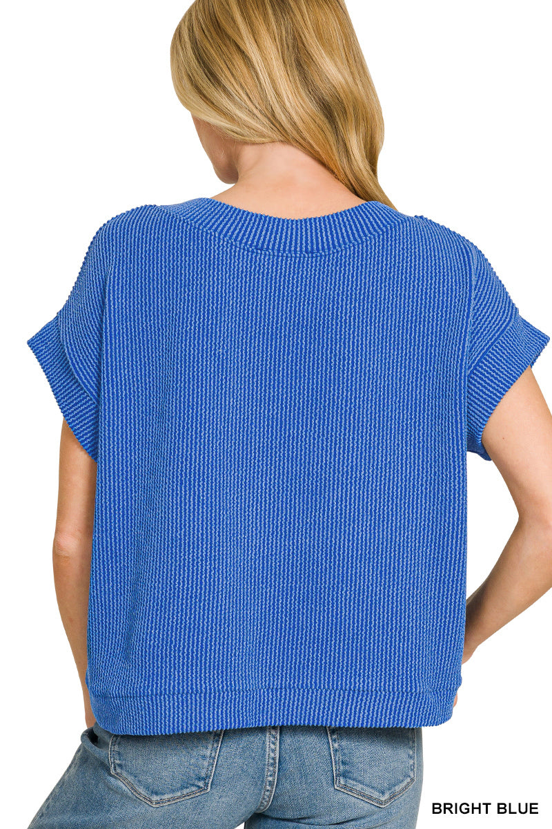 Raised rib cap sleeve top
