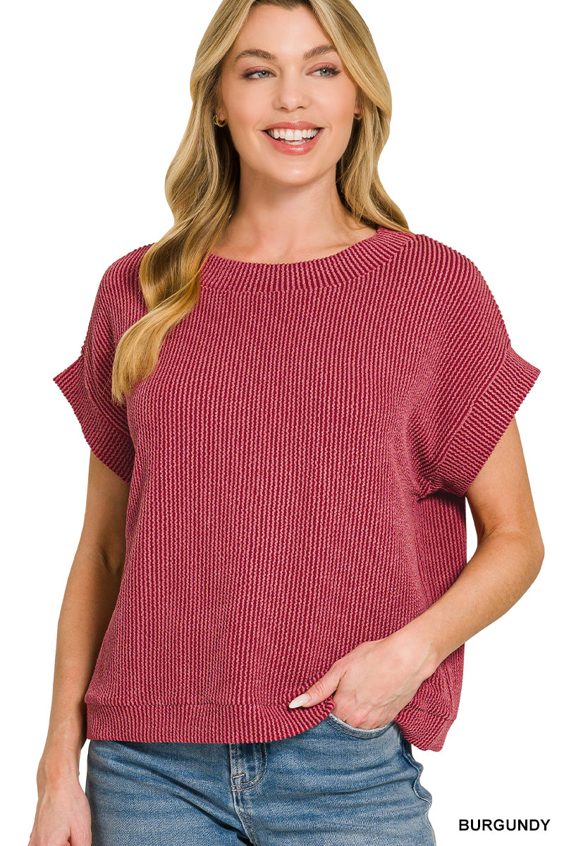 Raised rib cap sleeve top
