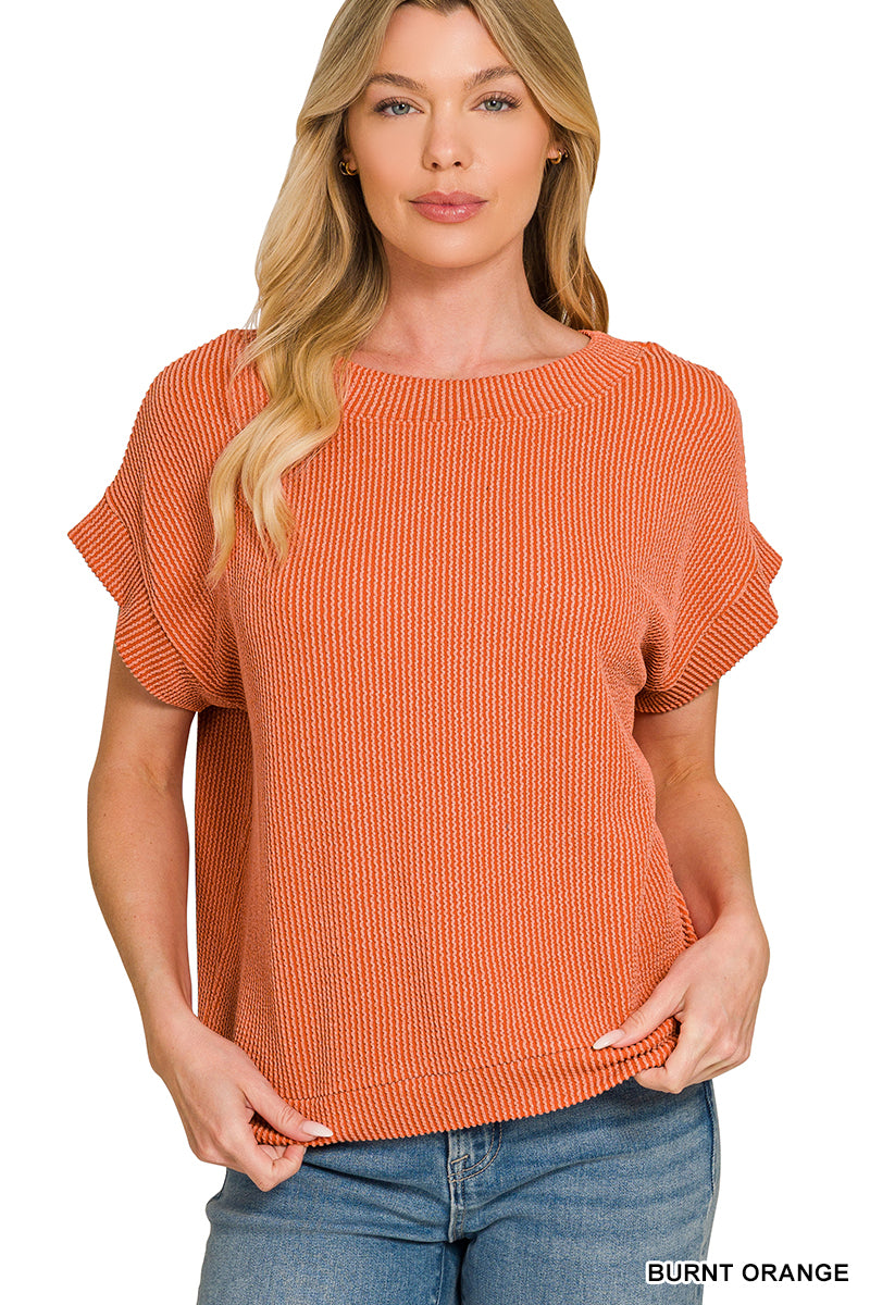 Raised rib cap sleeve top
