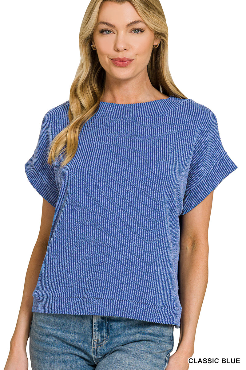 Raised rib cap sleeve top