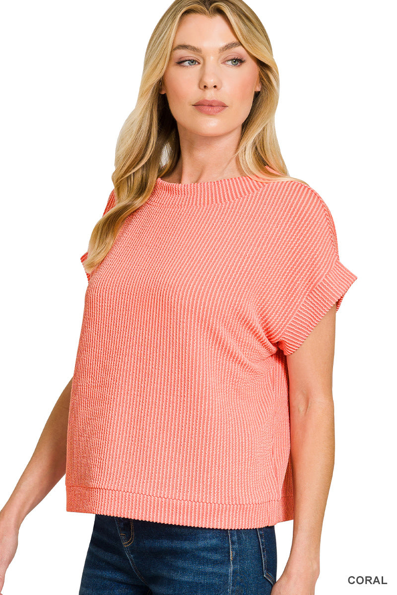 Raised rib cap sleeve top