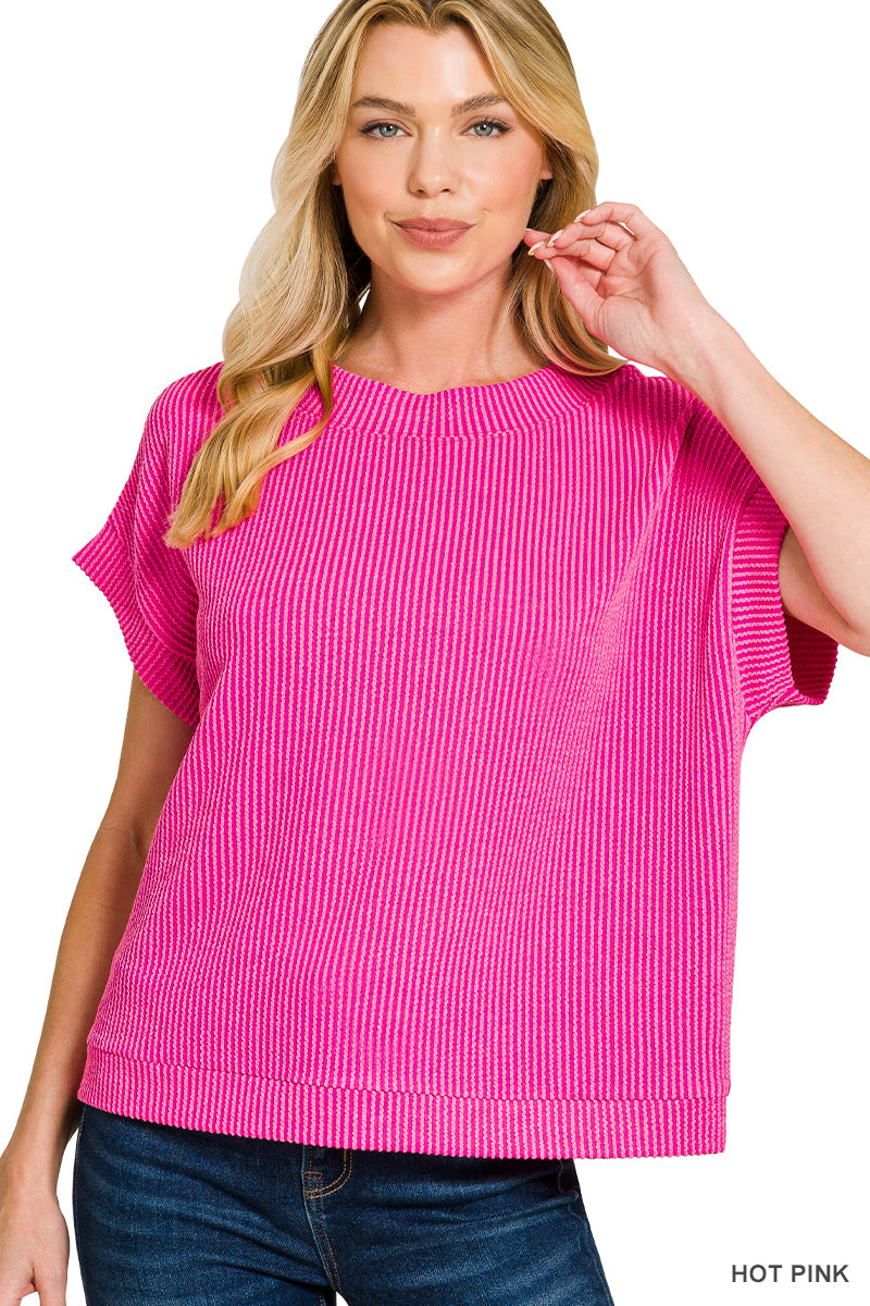 Raised rib cap sleeve top