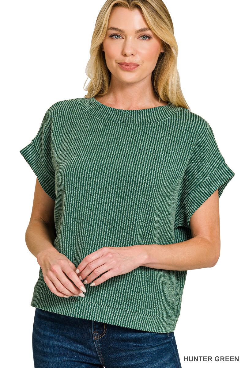 Raised rib cap sleeve top