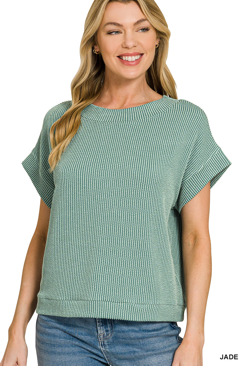 Raised rib cap sleeve top