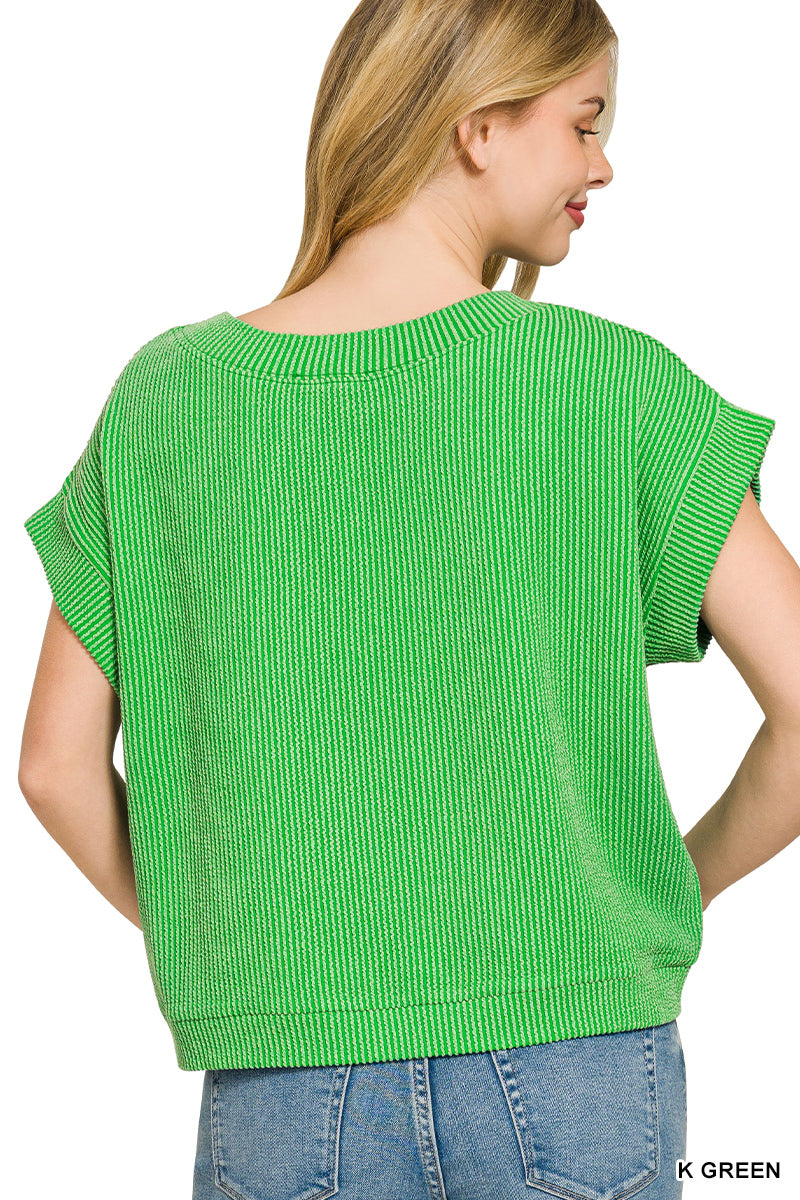 Raised rib cap sleeve top