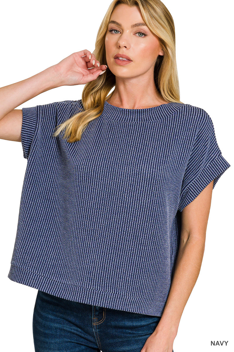 Raised rib cap sleeve top