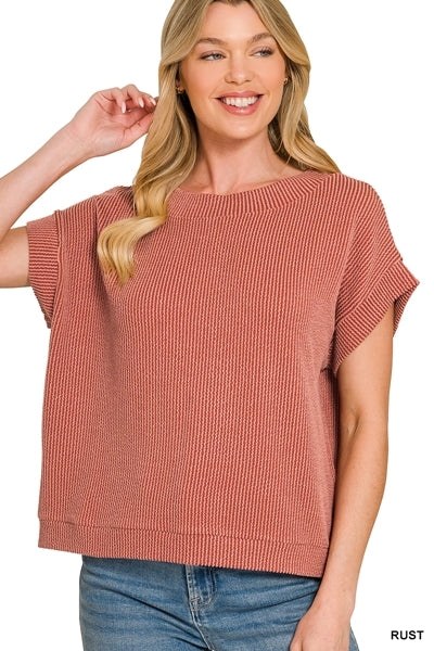 Raised rib cap sleeve top
