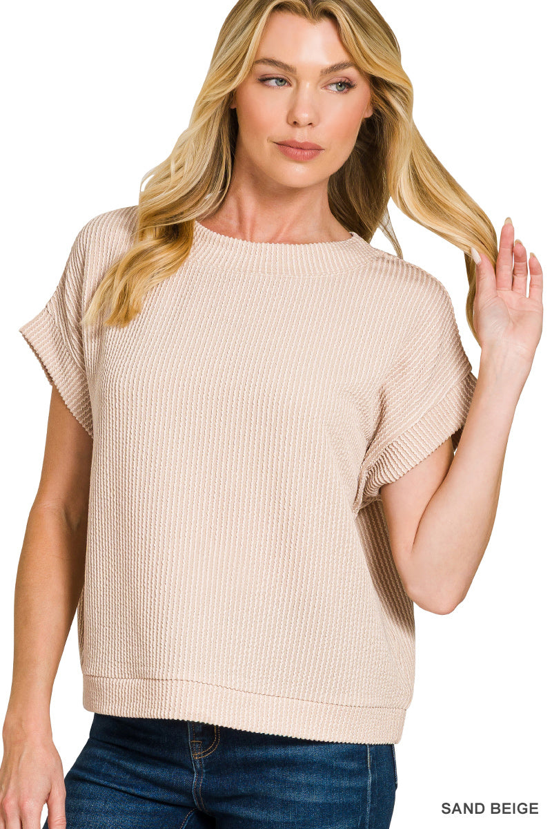 Raised rib cap sleeve top