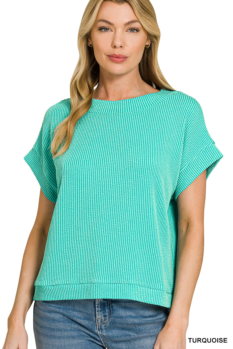 Raised rib cap sleeve top