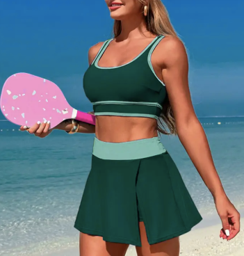 High-Waisted Split Skirt Bikini Set