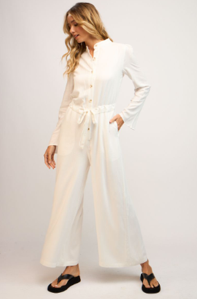 Long Sleeve Button Down Jumpsuit