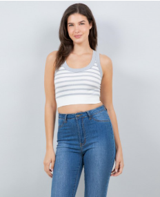 Striped Racerback Crop Tank