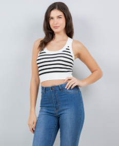 Striped Racerback Crop Tank