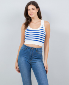 Striped Racerback Crop Tank