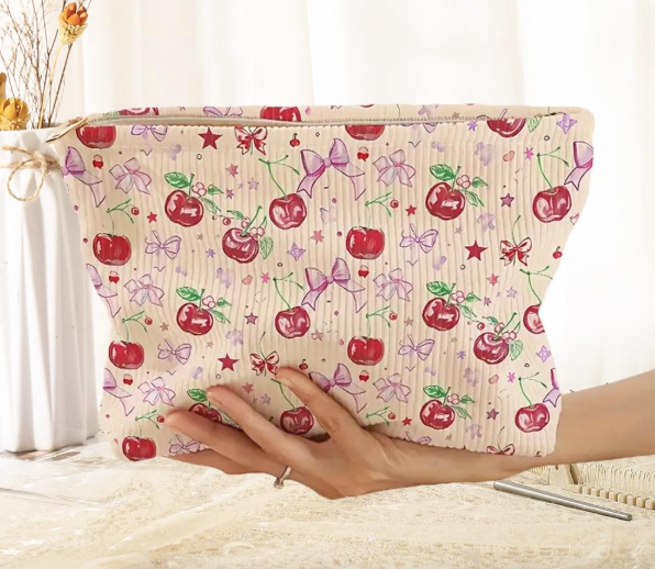 Corduroy Bows, Cherries, & Stars Pouch