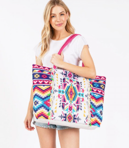 Aztec Printed Canvas Bag