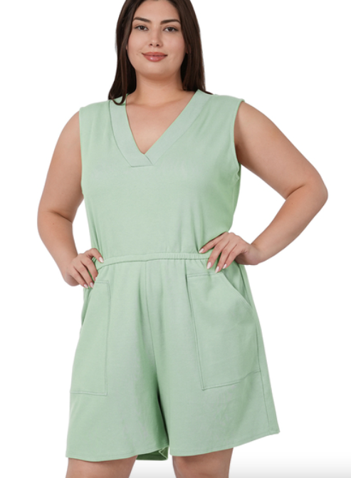 Sleeveless Romper With Pockets
