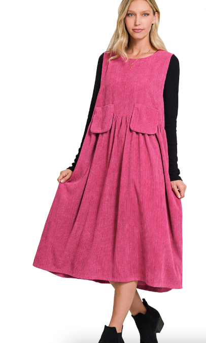 Corduroy Sleeveless Midi Dress