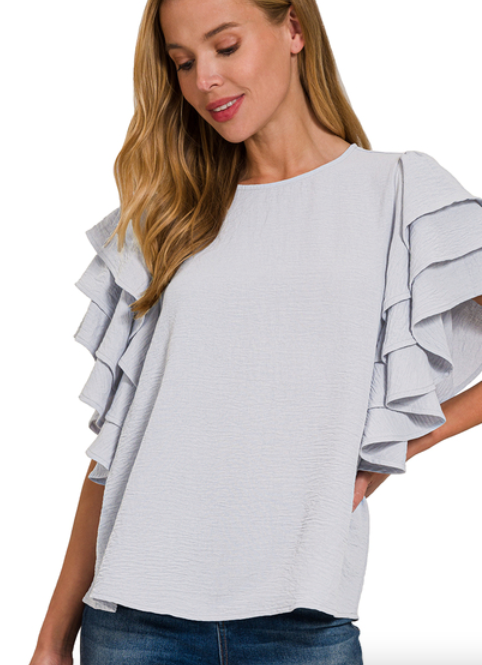 Women Multi-Tiered Ruffle Sleeve Top