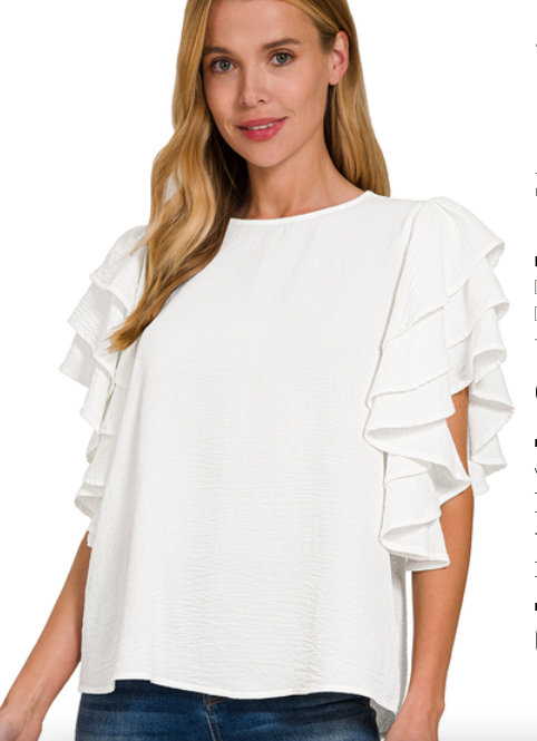 Women Multi-Tiered Ruffle Sleeve Top