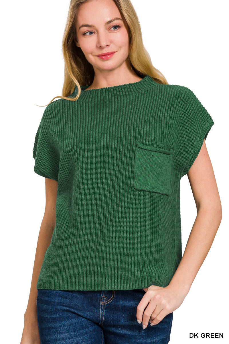 Mock neck short sleeve sweater