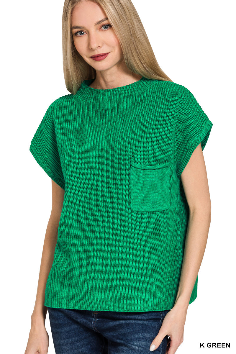 Mock neck short sleeve sweater