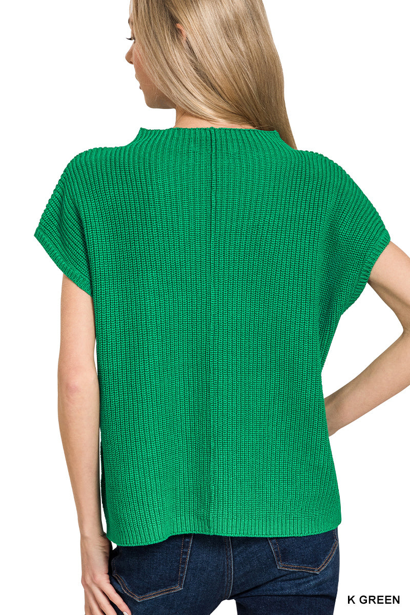 Mock neck short sleeve sweater