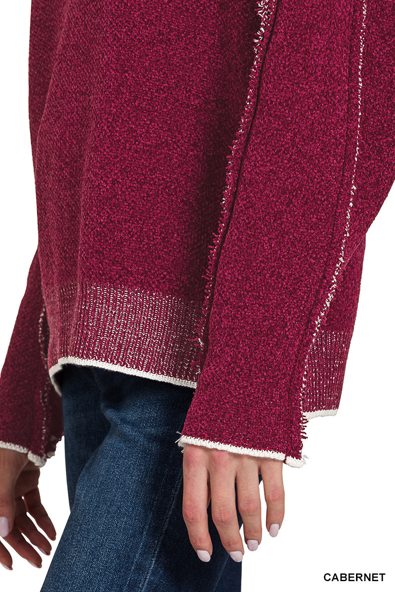 EXPOSED SEAM CHENILLE SWEATER