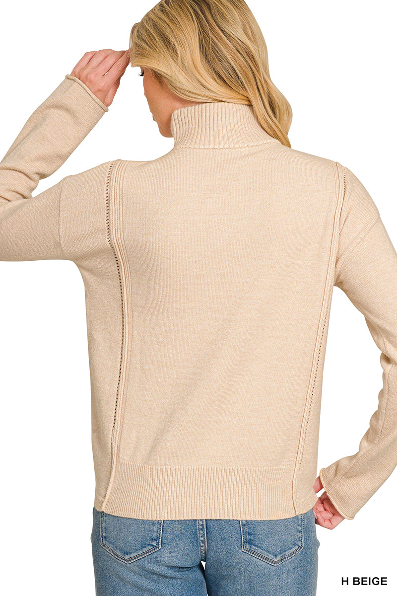 Viscose half zip high neck sweater