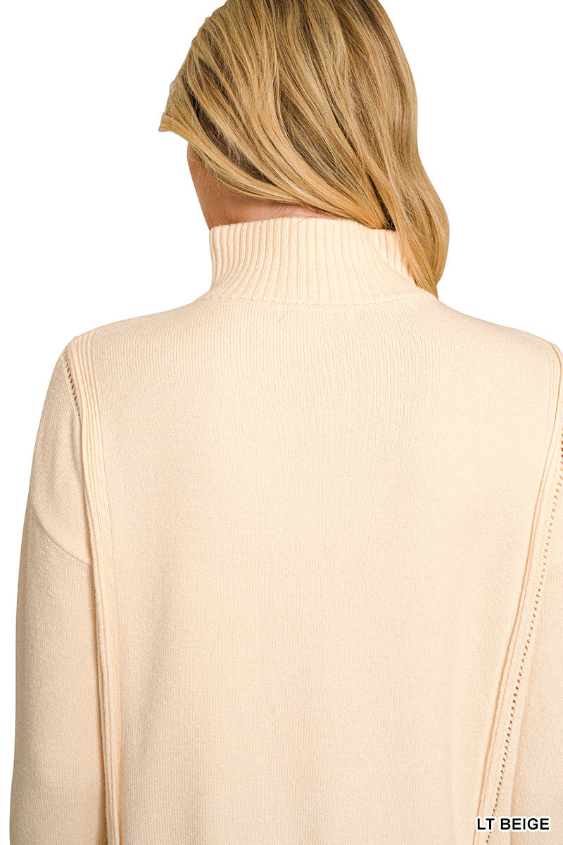 Viscose half zip high neck sweater