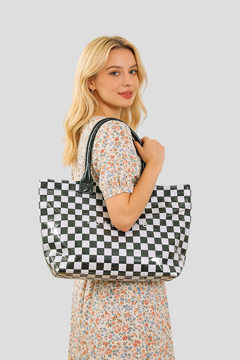 PVC KRAFT CHECKERED TOTE BAG