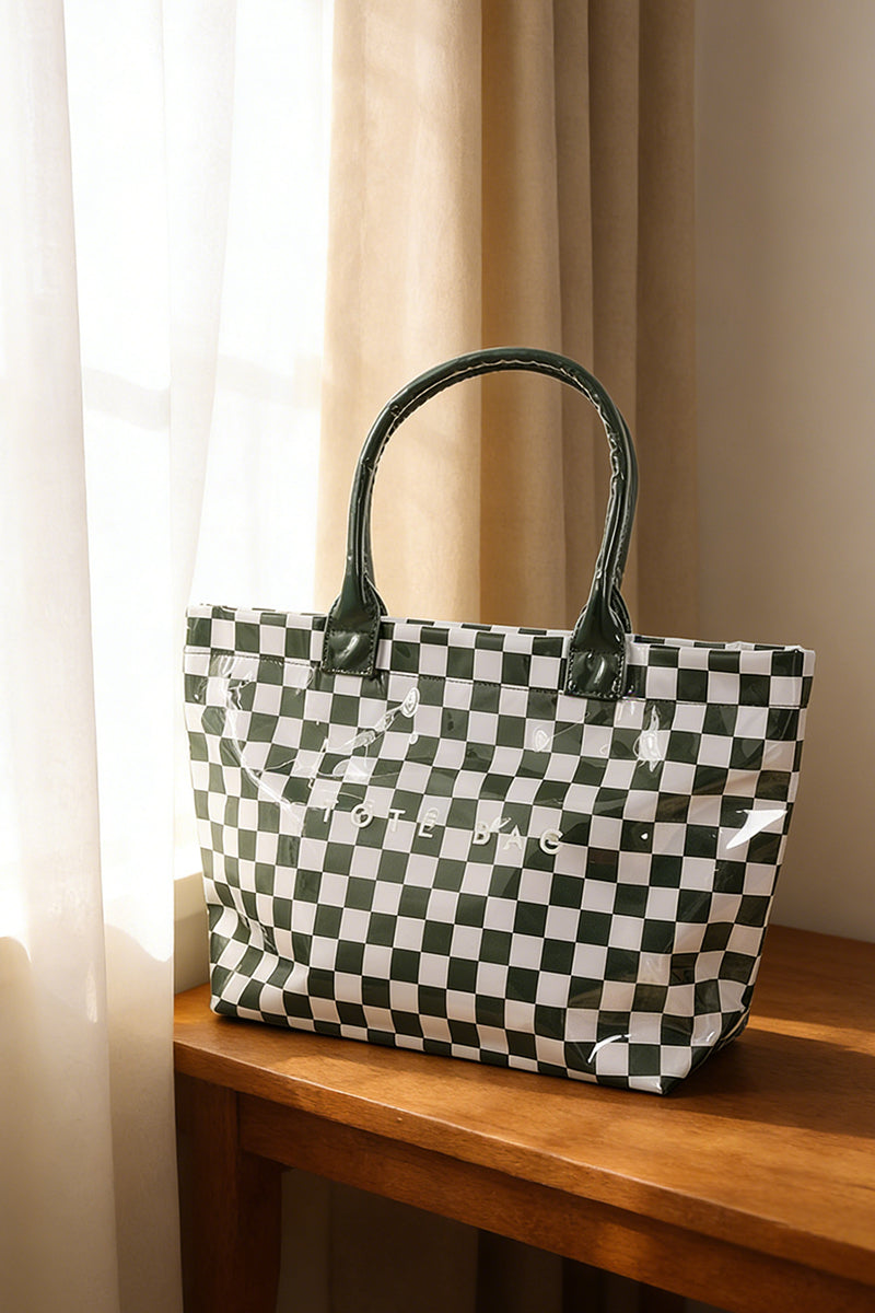 PVC KRAFT CHECKERED TOTE BAG