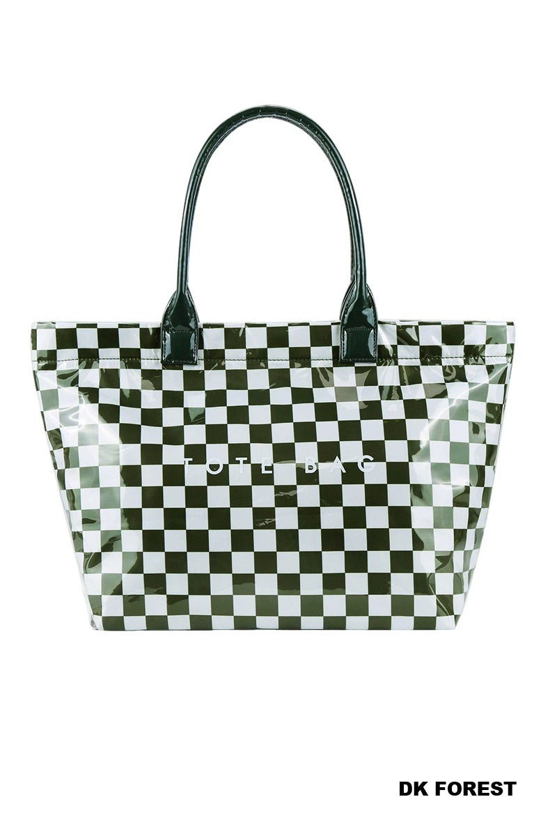 PVC KRAFT CHECKERED TOTE BAG