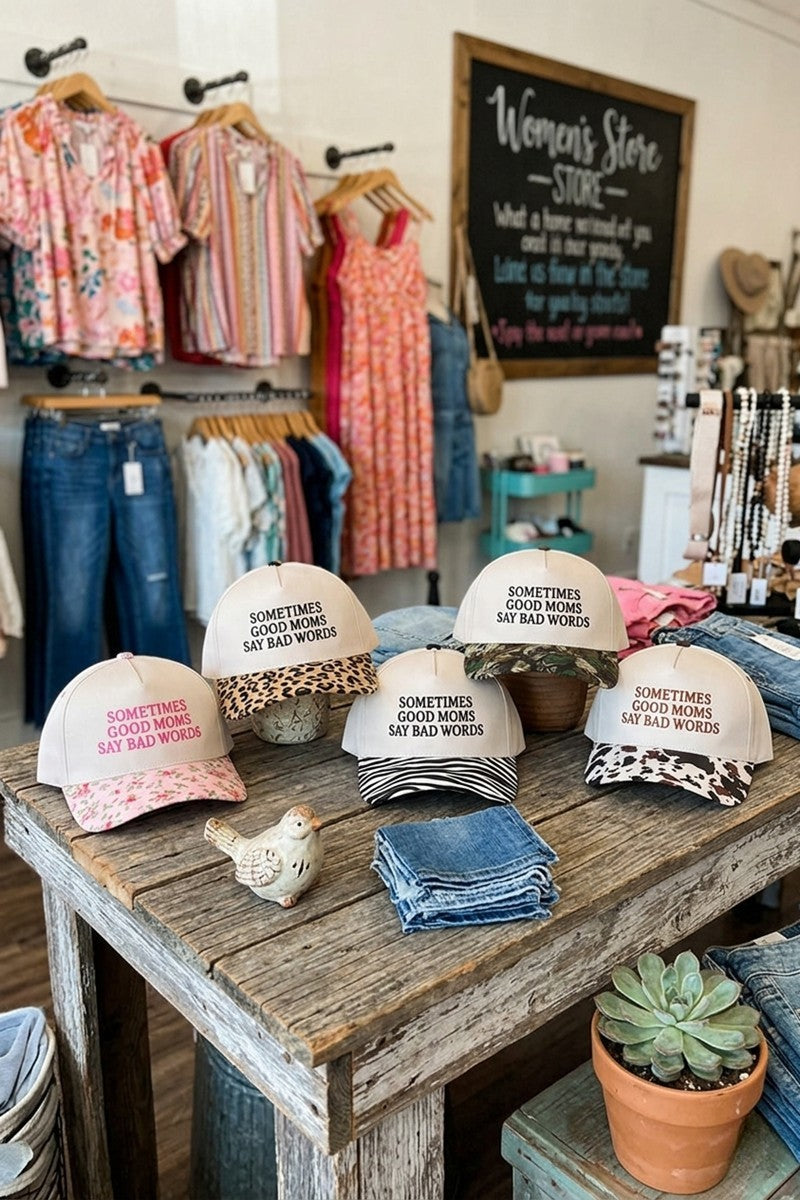 Sometimes good moms say bad words two tone snapback hat