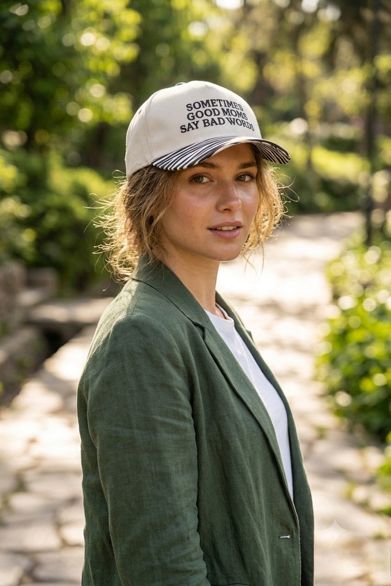 Sometimes good moms say bad words two tone snapback hat
