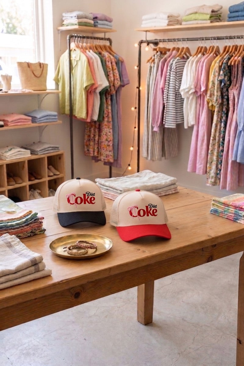 Coquette bow diet coke two tone mesh snapback hat