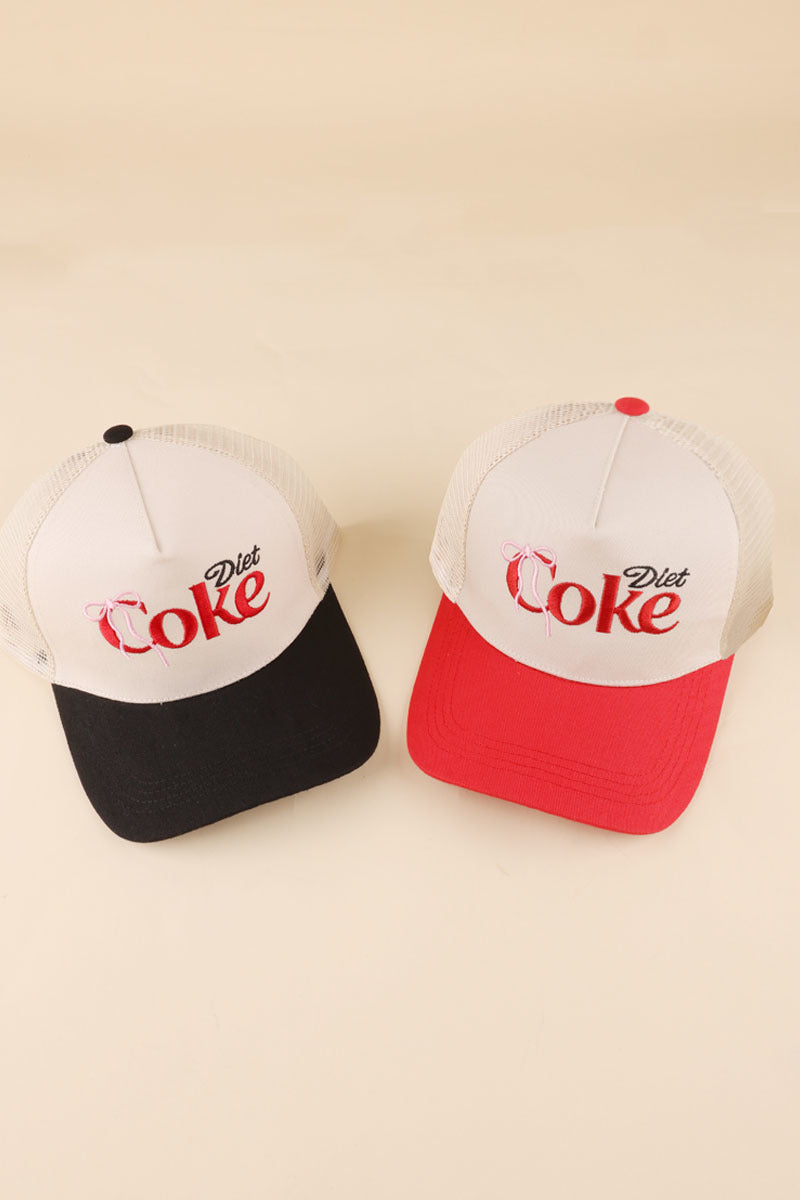 Coquette bow diet coke two tone mesh snapback hat