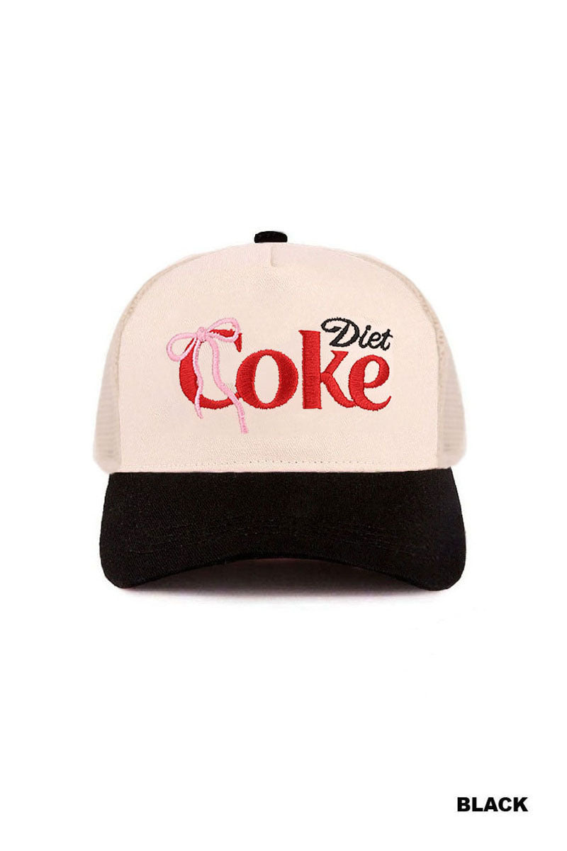 Coquette bow diet coke two tone mesh snapback hat