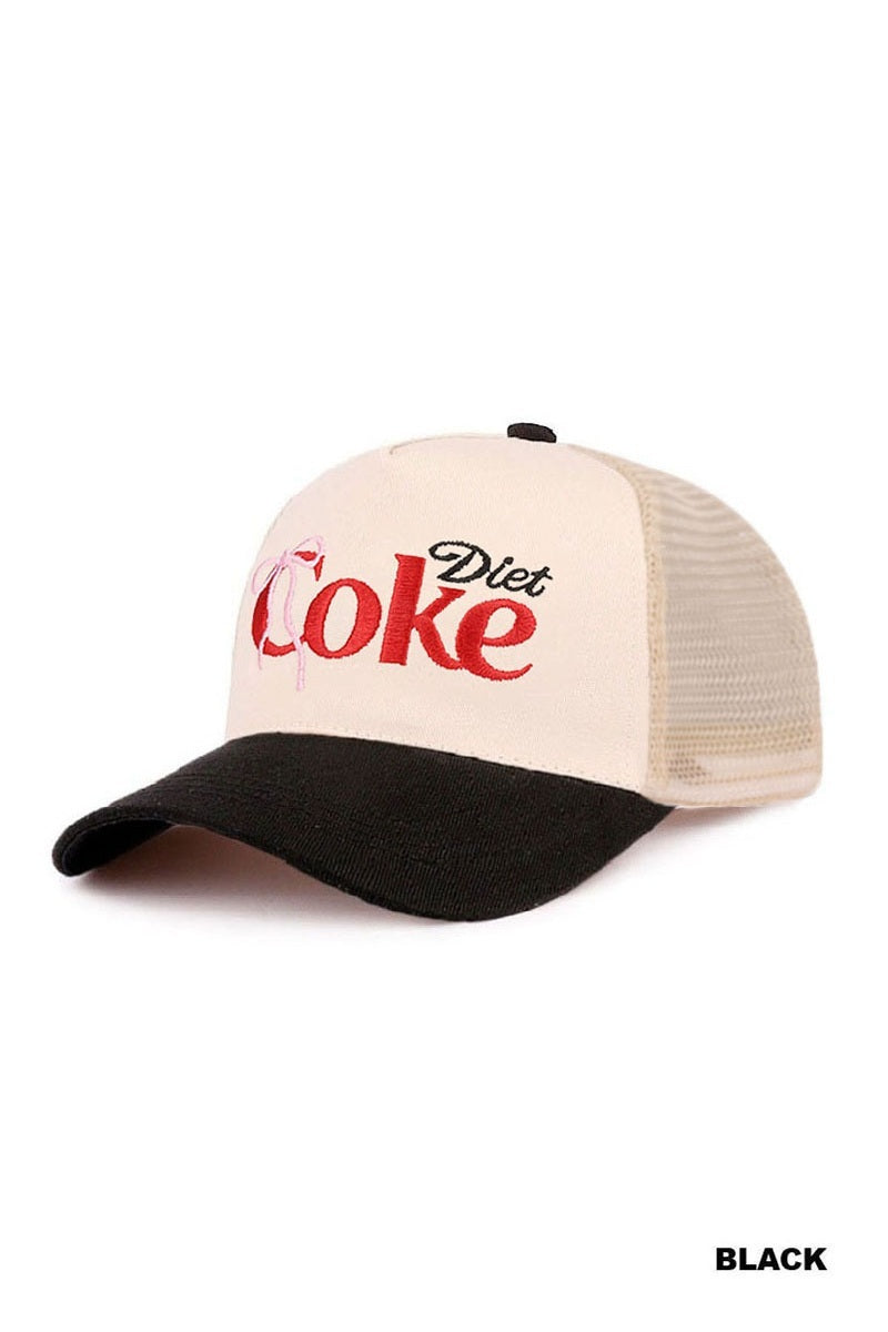 Coquette bow diet coke two tone mesh snapback hat
