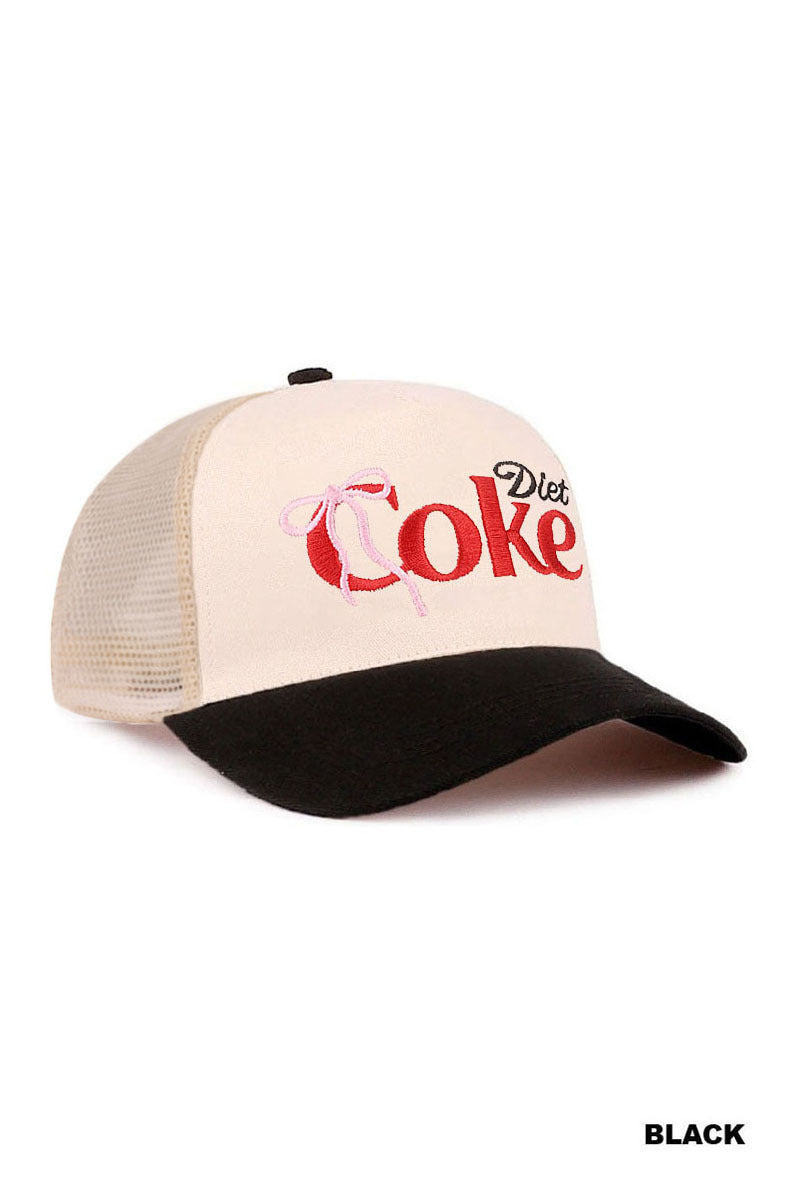 Coquette bow diet coke two tone mesh snapback hat