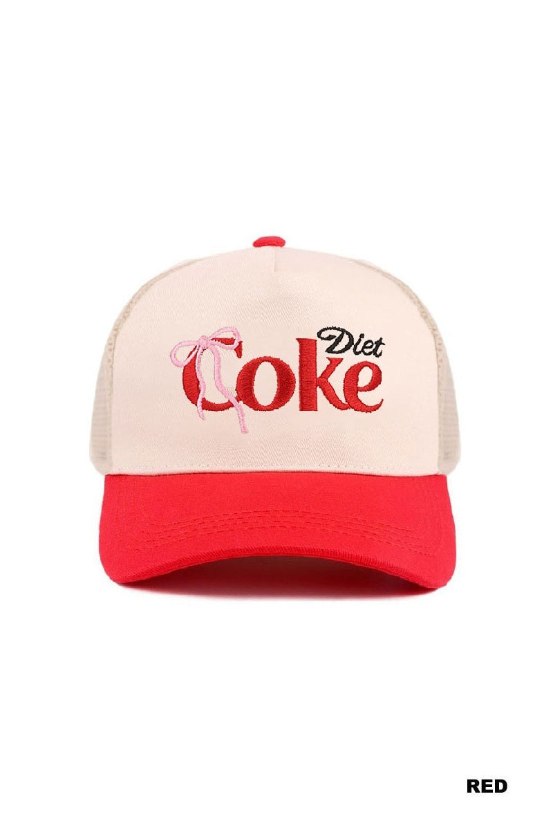 Coquette bow diet coke two tone mesh snapback hat