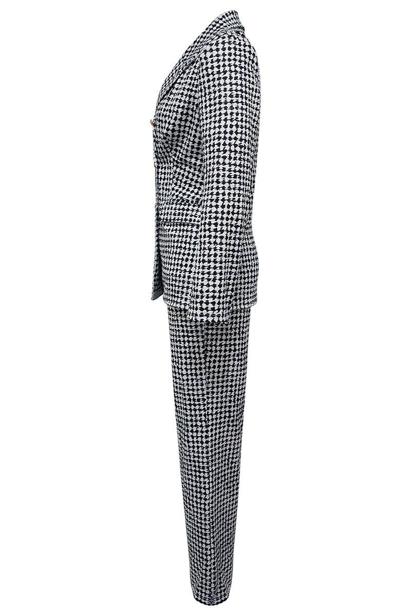 Plaid Double-Breasted Blazer Pants Set