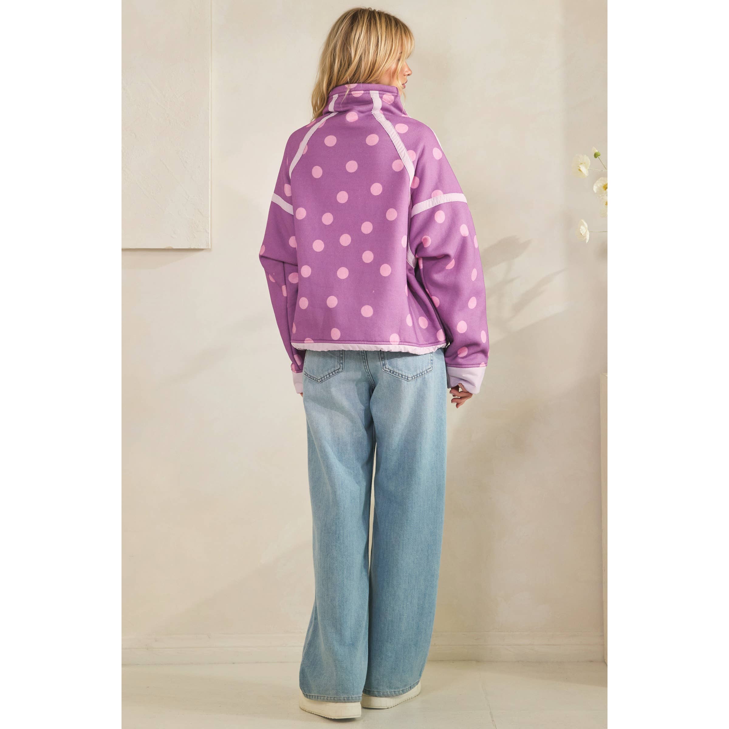 Polka Dot Contrast Pull Over