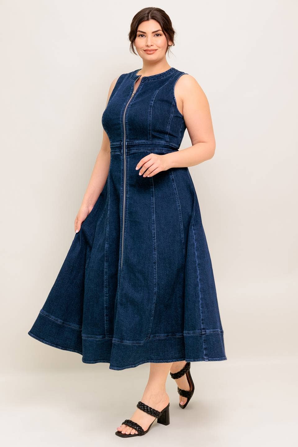 A washed denim midi dress - ID22541-P