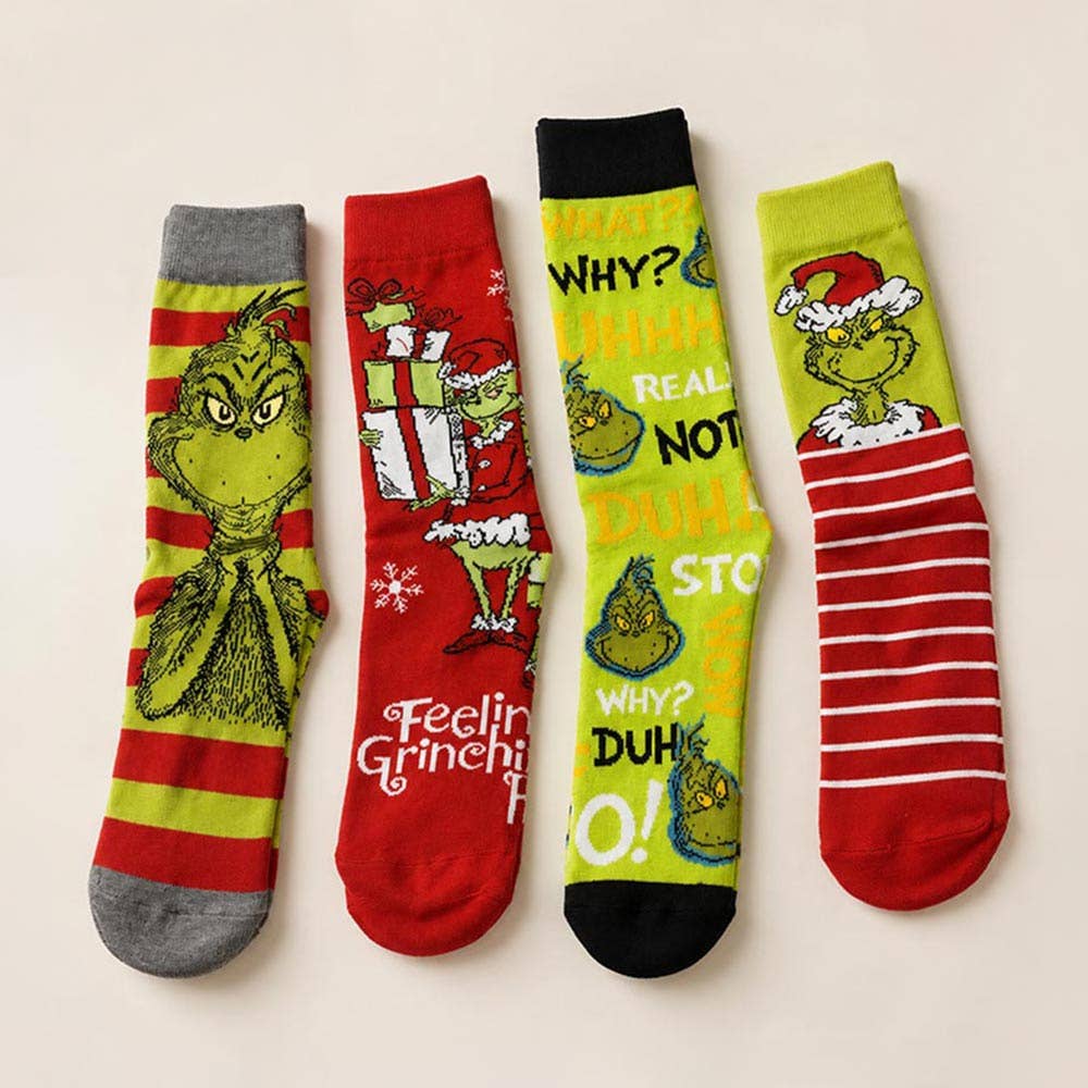 Holiday Grinch Character Printed Christmas Gift Socks