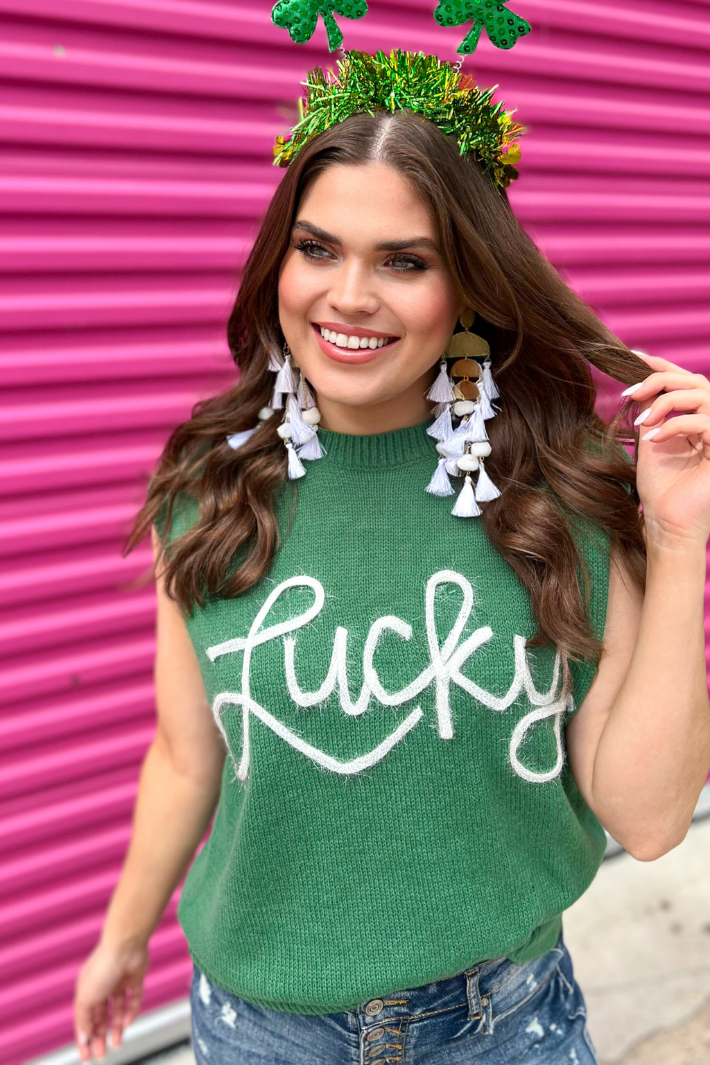 Lucky Charm Tinsel Sweater Vest