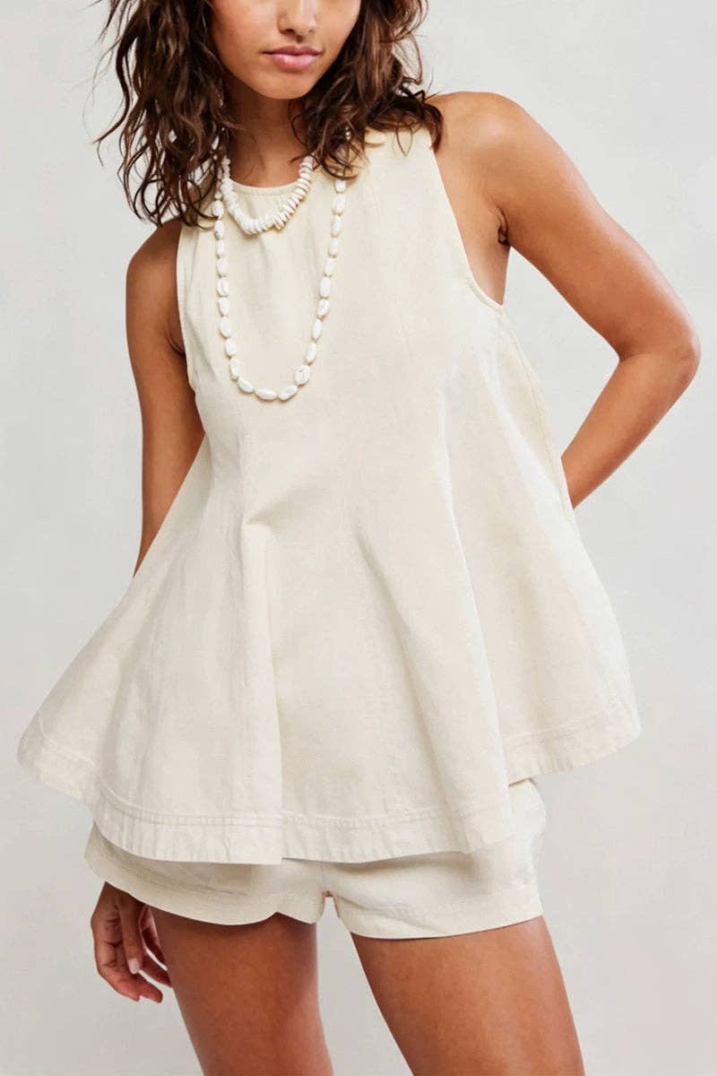 Sleeveless Flared Short Set