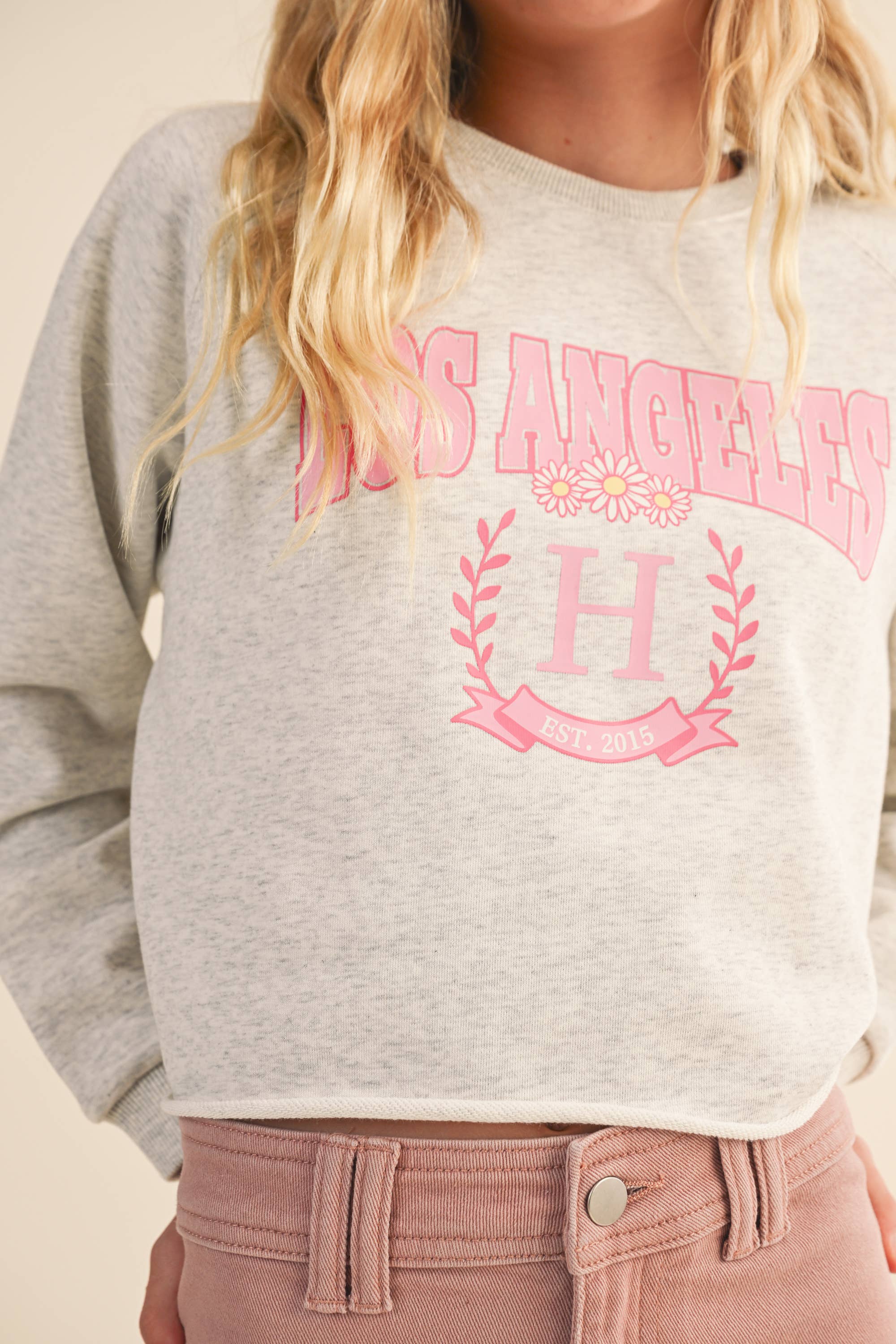 TWEEN KIDS GIRLS CROPPED RAGLAN SWEATSHIRT