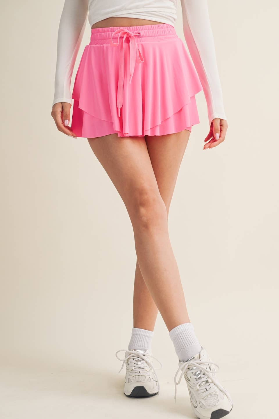 Flowy Mini Skort with Drawstring